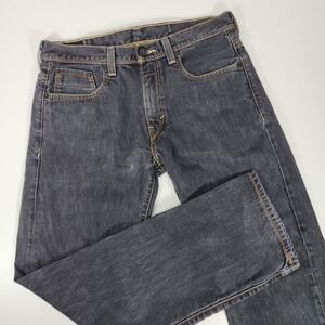 Levis 569 Loose Straight Jeans 32x34 Black Denim Flap Button Pocket Baggy Y2K